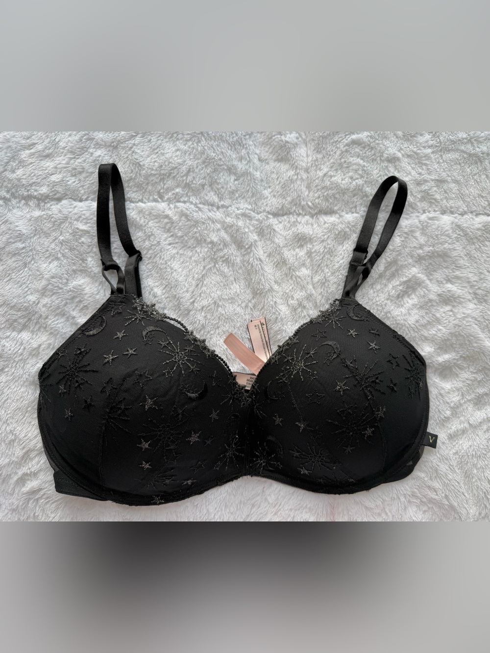 Victoria's Secret Black Embroidered Celestial Bra